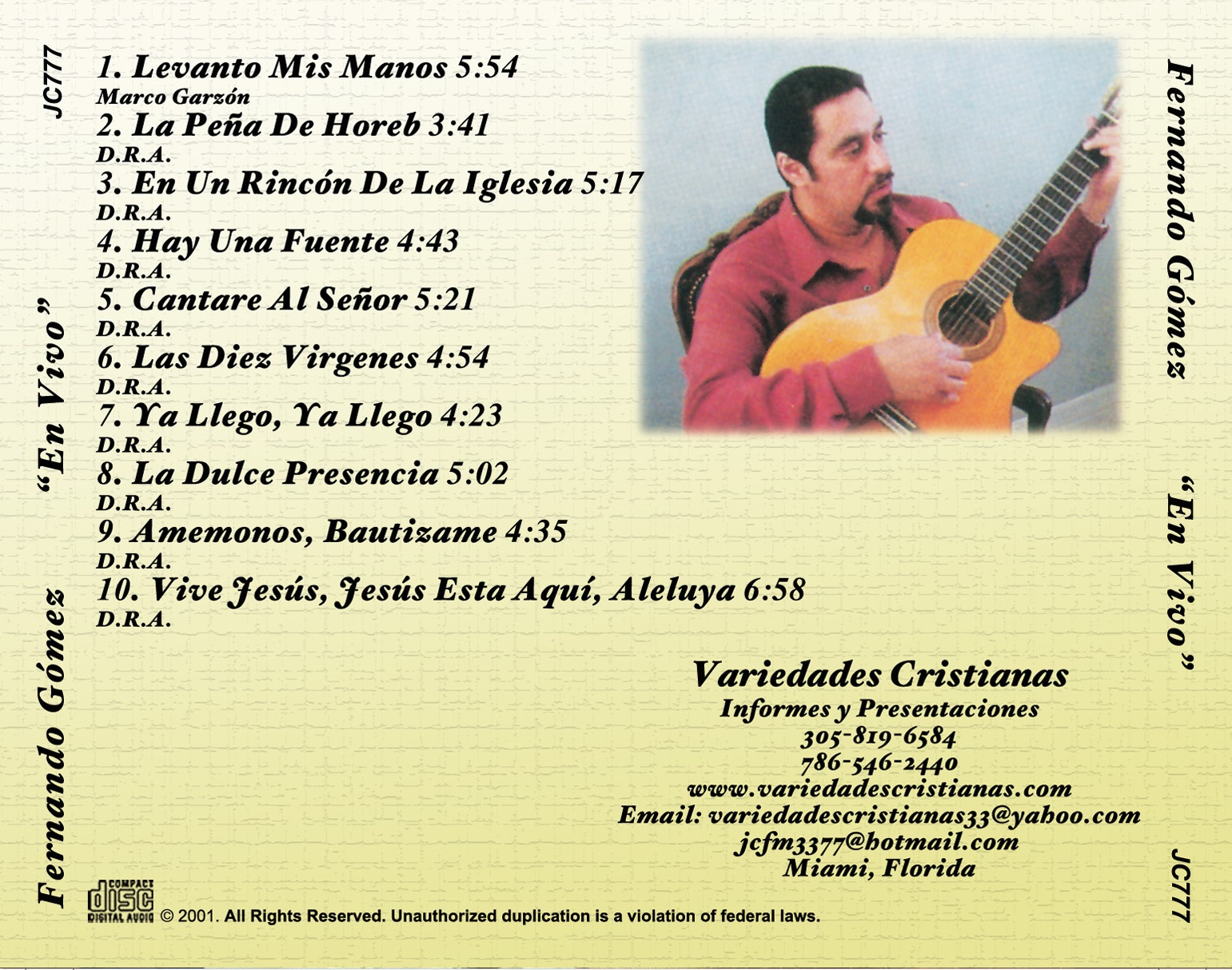 Arwork TRAY CARD Fernando En Vivo